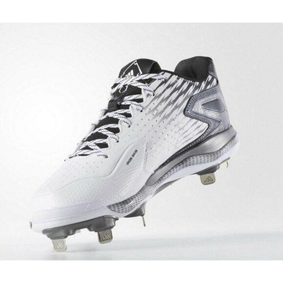 Adidas Men\'s PowerAlley 3 Metal Baseball Cleats Shoes White Black Grey Size 9